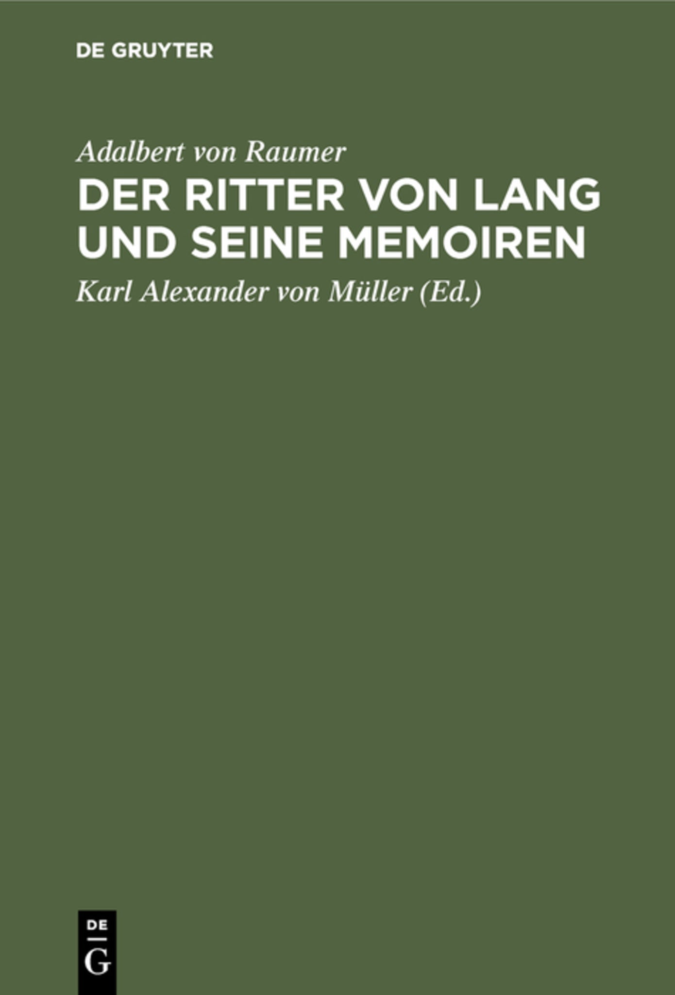 Der Ritter von Lang und seine Memoiren